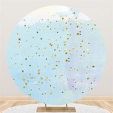 Lofaris Round Gold Glitter And Blue Happy Birthday Backdrop